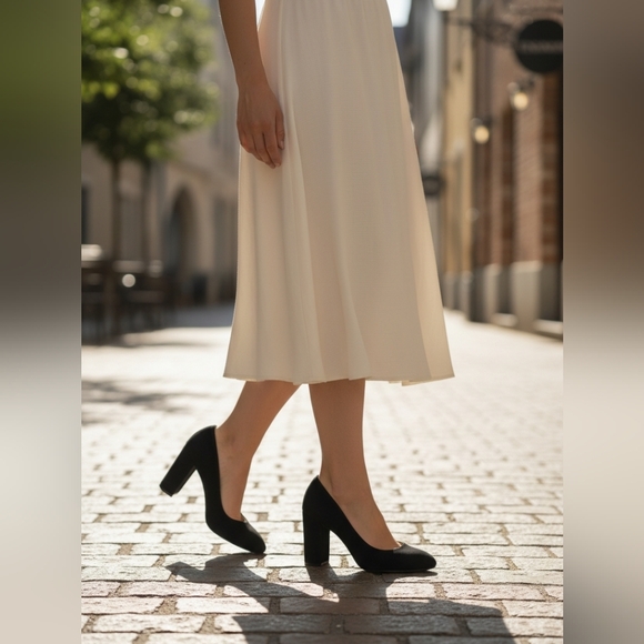 Sam Edelman Stillson Black Suede Leather Pumps Sz 7 Block Heel Office Chic Glam - Picture 2 of 16